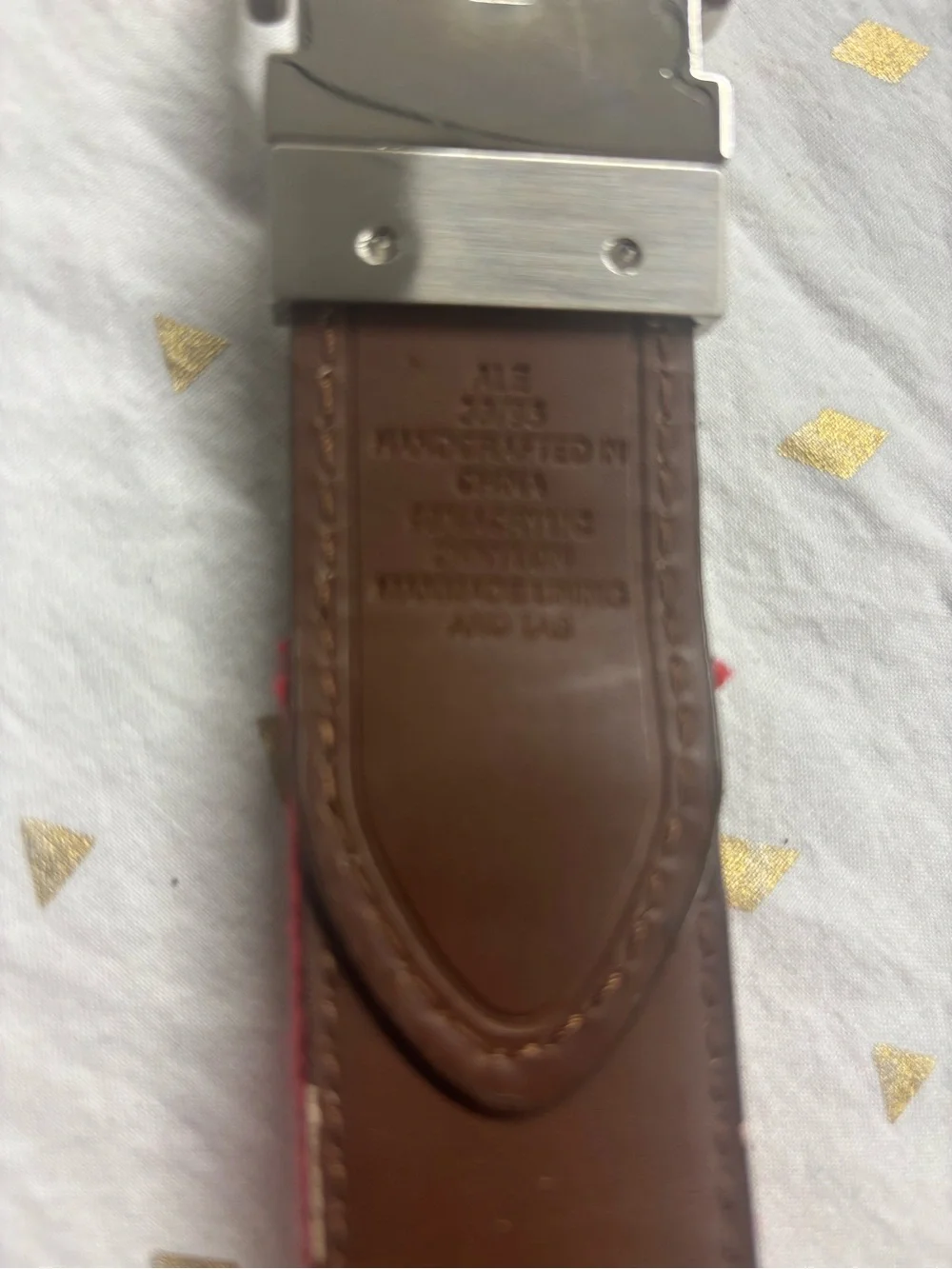US Polo Association by Ralph Lauren Red Canvas Belt with Brown Leather Trim